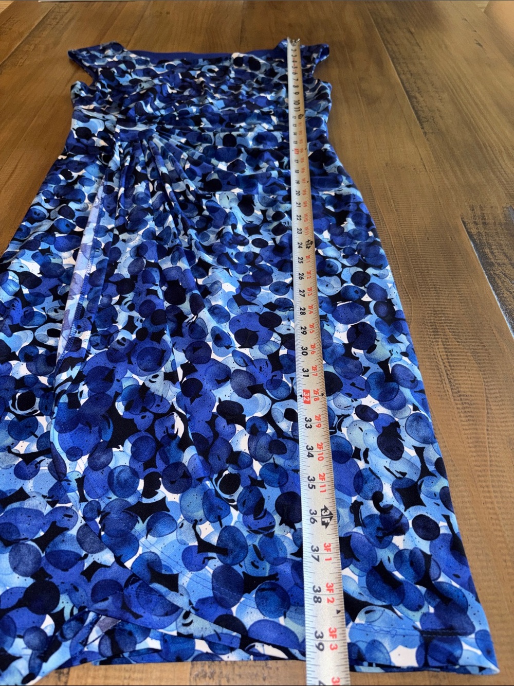 Connected apparel Blue Printed Sheath Dress - Elegant Knot Detail size 8 EUC! - Picture 8 of 9